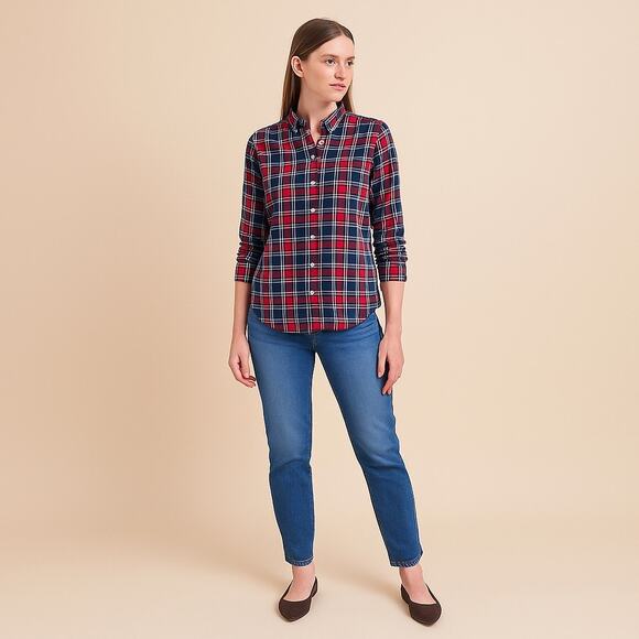 Trovata Birds of Paradis Button Down Shirt Blouse Plaid Small Long Sleeve - Picture 11 of 11